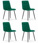 Krzesło KARA - ciemna zieleń aksamit / nogi czarne x 4