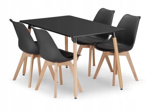 Zestaw stół prostokątny ADRIA 120x80cm czarny + 4 krzesła MARK czarne