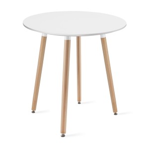 Stół KAMI Okrągły 60cm - biały / naturalne nogi