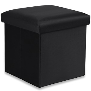 Pufa składana M - 30x30x30cm aksamit czarna