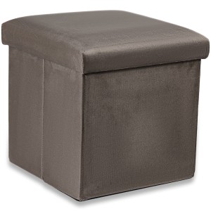 Pufa składana M - 30x30x30cm aksamit brąz