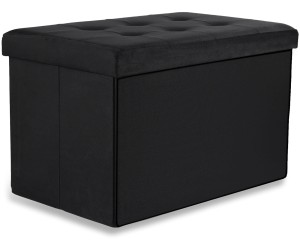 Pufa składana XL z guzikami - 60x38x38cm aksamit czarna