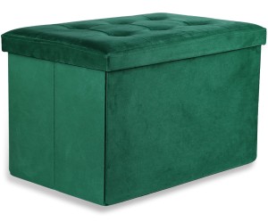 Pufa składana XL z guzikami - 60x38x38cm aksamit zielona