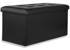 Pufa składana XXL z guzikami - 80x40x40cm ekoskóra czarna