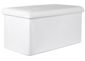 Pufa składana XXL z guzikami - 80x40x40cm ekoskóra biała