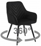 Krzesło NANA360 - czarny aksamit / nogi czarne x 1