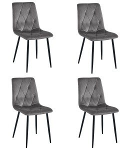 Krzesło LIBRA - ciemny szary aksamit / nogi czarne x 4