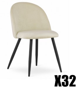 Paleta 32 szt. - Krzesło BELLO - aksamit beż / nogi czarne
