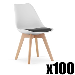 Paleta 100szt. - Krzesło MARK biało-czarne / naturalne nogi