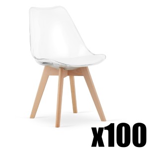 Paleta 100szt. - Krzesło MARK przezroczyste / nogi naturalne