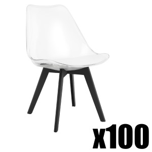 Paleta 100szt. - Krzesło MARK przezroczyste / czarne nogi (kratownica)