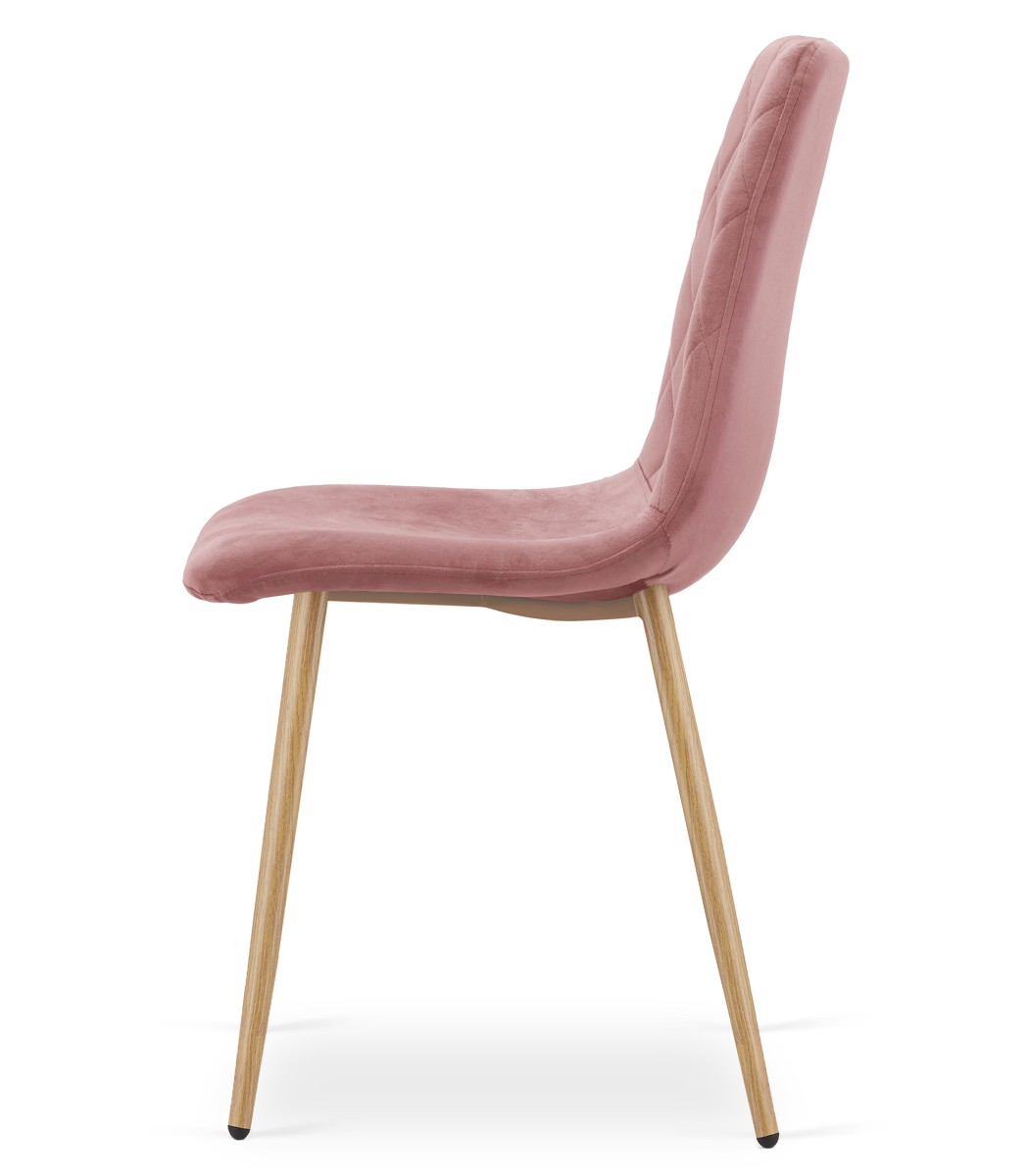3786_Krzesło TURIN - różowy aksamit - nogi kolor drewna - lewy bok.jpg