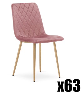 Paleta 66szt. - Krzesło TURIN - różowy aksamit / nogi kolor drewna