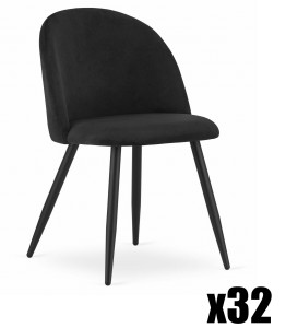 Paleta 32 szt. - Krzesło BELLO - aksamit czarne / nogi czarne