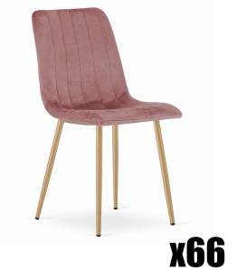 Paleta 66 szt. - Krzesło LAVA - różowy aksamit / nogi kolor drewna