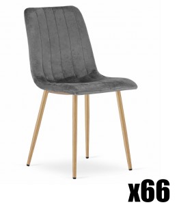 Paleta 66 szt. - Krzesło LAVA - ciemny szary aksamit / nogi kolor drewna