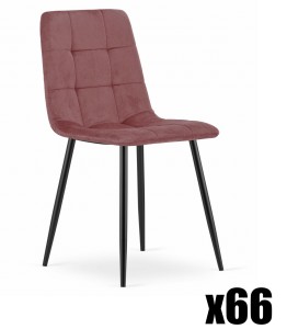 Paleta 66szt. - Krzesło KARA - różowy aksamit / nogi czarne