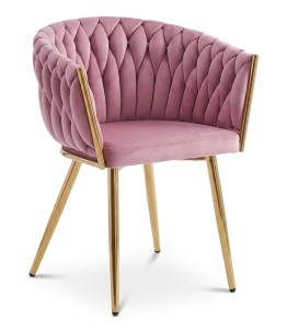 Krzesło ORION - aksamit róż jasny / nogi złote x 1