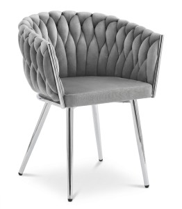 Krzesło ORION - aksamit szary jasny / nogi chrom x 1