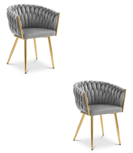Krzesło ORION - aksamit szary jasny / nogi złote x 2