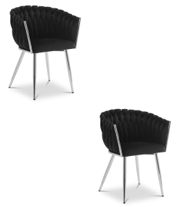 Krzesło ORION - aksamit czarny / nogi chrom x 2