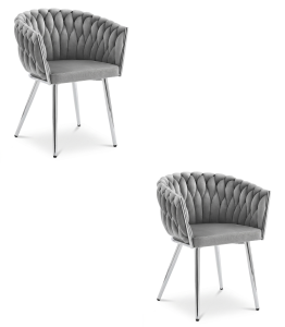 Krzesło ORION - aksamit szary jasny / nogi chrom x 2