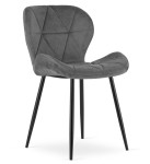 Krzesło MANGO - aksamit szary ciemny / nogi czarne x 1