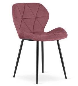 Krzesło MANGO - aksamit róż ciemny / nogi czarne x 1