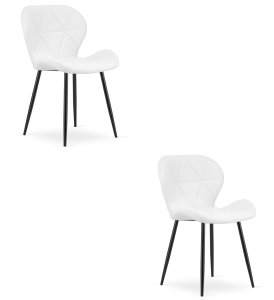 Krzesło MANGO - ekoskóra biała  / nogi czarne x 2