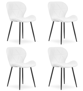Krzesło MANGO - ekoskóra biała  / nogi czarne x 4