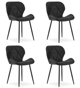 Krzesło MANGO - ekoskóra czarna / nogi czarne x 4