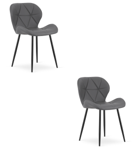 Krzesło MANGO - ekoskóra szara / nogi czarne x 2