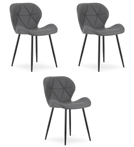 Krzesło MANGO - ekoskóra szara / nogi czarne x 3