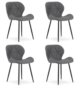 Krzesło MANGO - ekoskóra szara / nogi czarne x 4