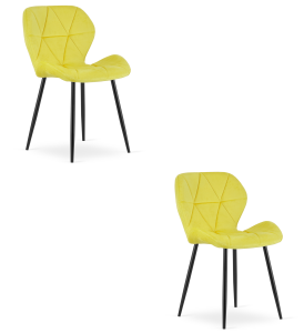 Krzesło MANGO - aksamit żółty / nogi czarne x 2
