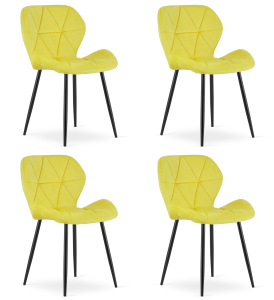 Krzesło MANGO - aksamit żółty / nogi czarne x 4