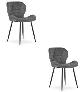 Krzesło MANGO - aksamit szary ciemny / nogi czarne x 2