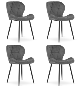 Krzesło MANGO - aksamit szary ciemny / nogi czarne x 4