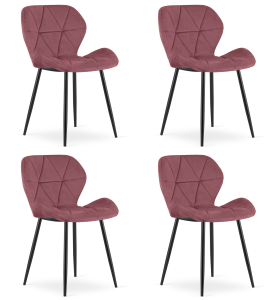 Krzesło MANGO - aksamit róż ciemny / nogi czarne x 4