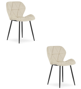 Krzesło MANGO - aksamit beż jasny / nogi czarne x 2