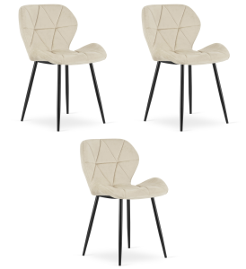 Krzesło MANGO - aksamit beż jasny / nogi czarne x 3