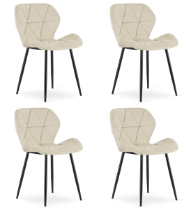 Krzesło MANGO - aksamit beż jasny / nogi czarne x 4