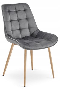 Krzesło BERA - aksamit szary ciemny / nogi dąb x 1