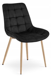 Krzesło BERA - aksamit czarny / nogi dąb x 1
