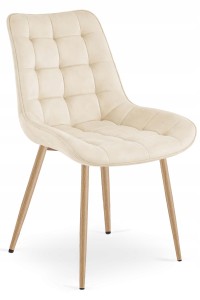Krzesło BERA - aksamit beż jasny / nogi dąb x 1