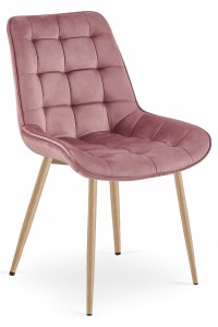 Krzesło BERA - aksamit róż ciemny / nogi dąb x 1
