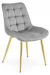 Krzesło BERA - aksamit szary jasny / nogi złote x 1