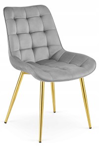 Krzesło BERA - aksamit szary jasny / nogi złote x 1