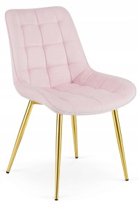 Krzesło BERA - aksamit róż jasny / nogi złote x 1