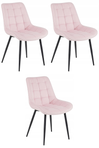 Krzesło BERA - aksamit róż jasny / nogi czarne x 3